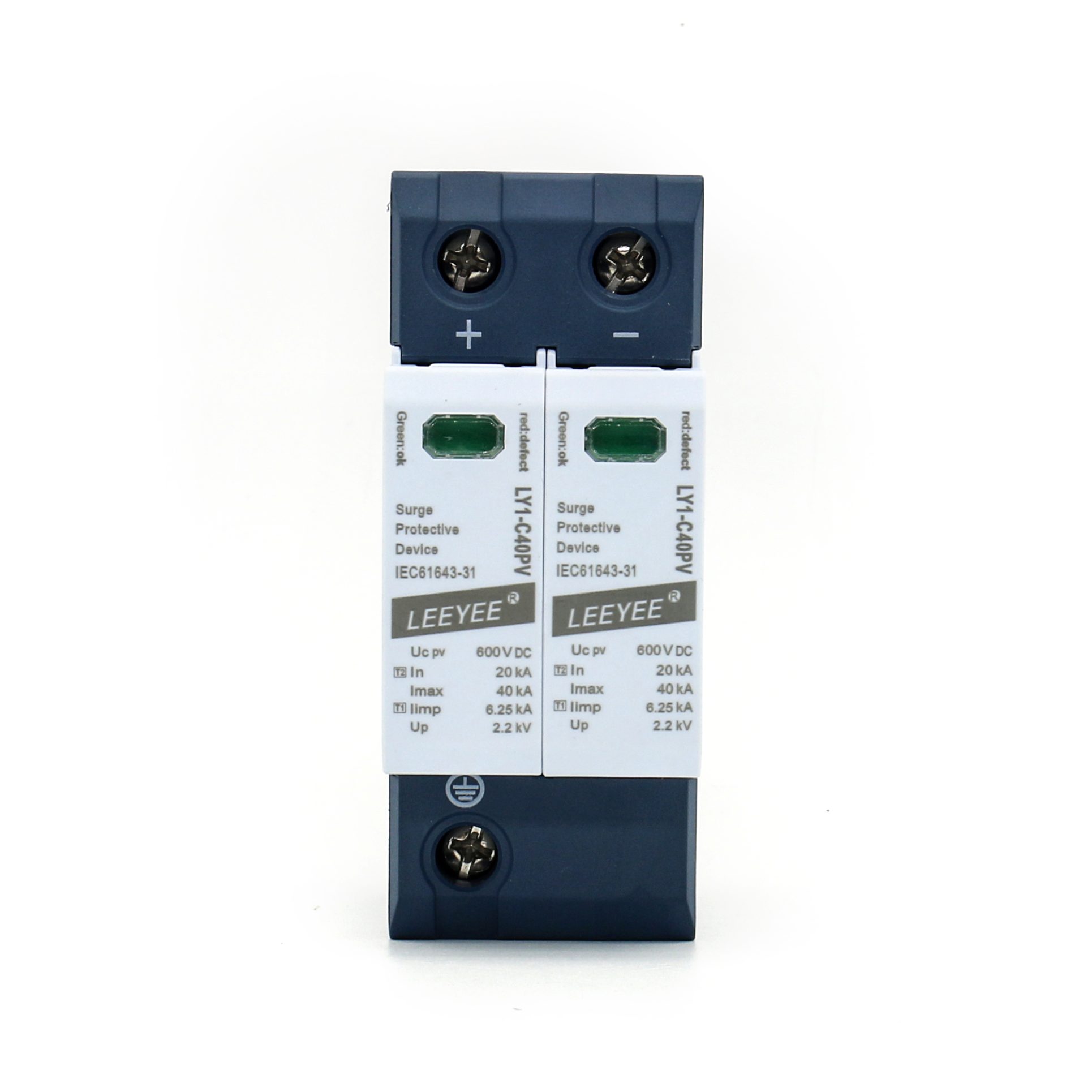 LY1-C40PV two-pole 600V Type 2 DC surge protective device