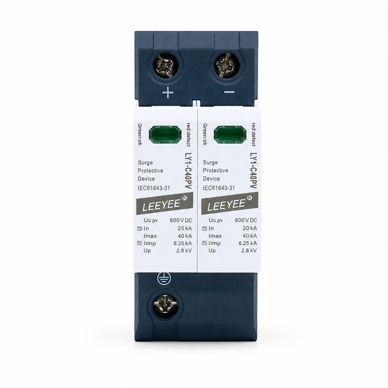 Type 1+2 DC SPD for PV combiner box