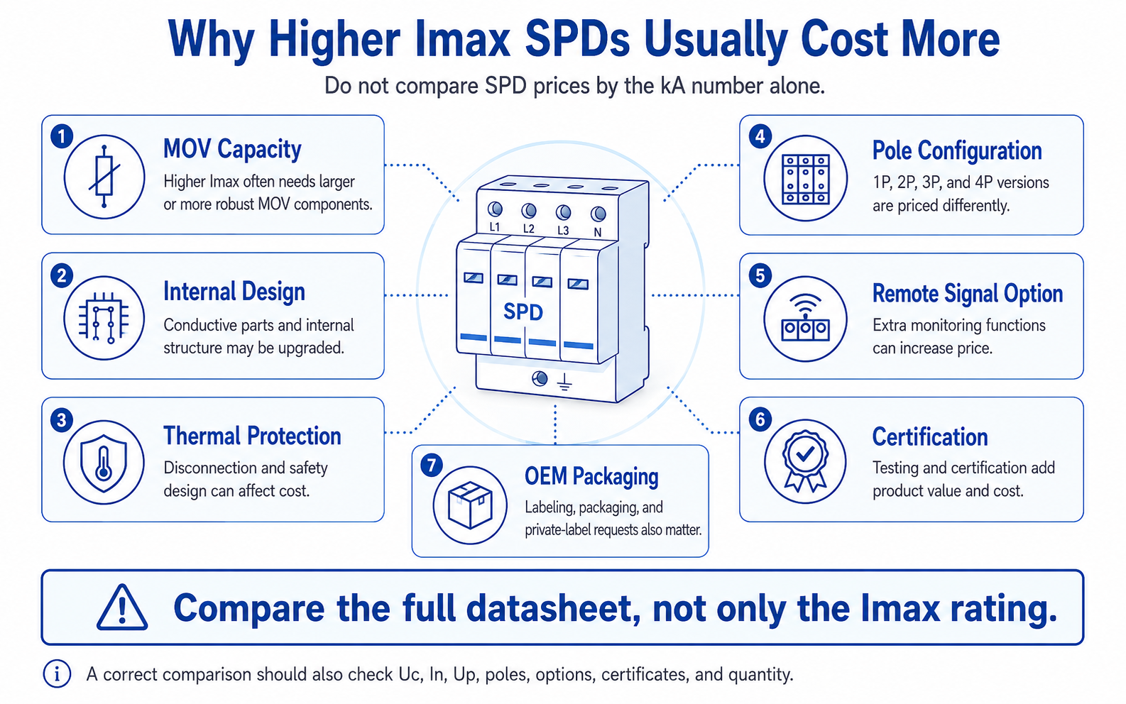 Infographic showing why higher Imax surge protective devices have different prices