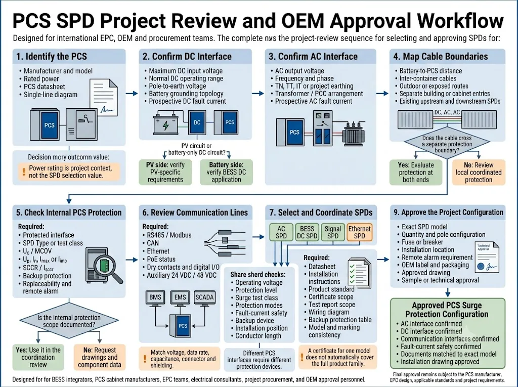 PCS surge protection project review and OEM approval workflow for BESS systems