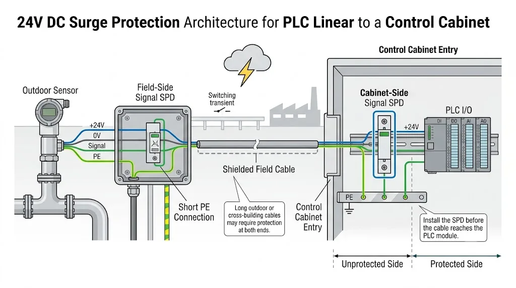 Comparison of 24V signal surge protector selection for PLC DI, DO, AI and AO circuits