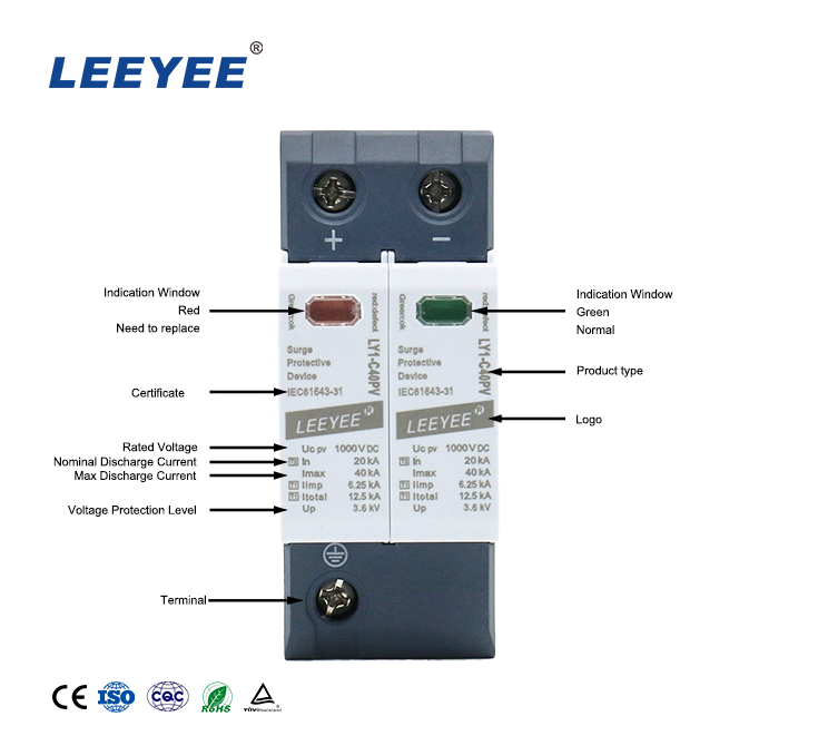 LEEYEE SPD product label photo with model and electrical parameters