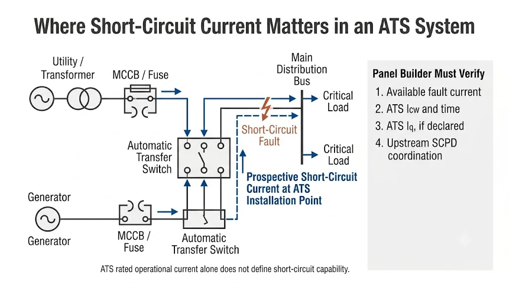 ATS short-circuit coordination with upstream MCCB or fuse and prospective fault current