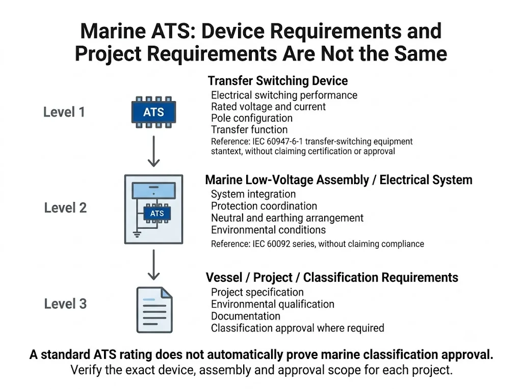 Marine ATS engineering boundary between transfer switch device marine low-voltage system and classification requirements