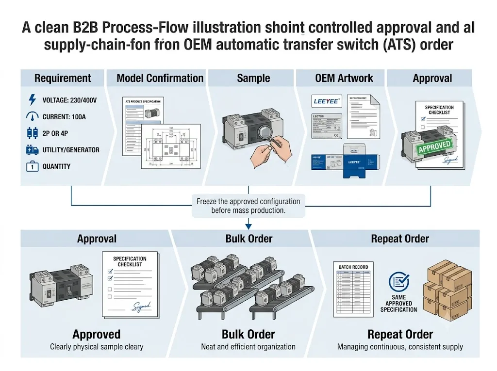 Procedura di approvazione dei campioni e di gestione degli ordini all'ingrosso per gli interruttori di trasferimento automatici OEM